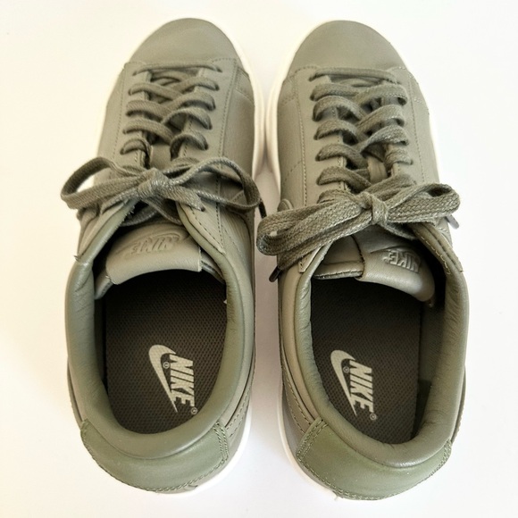 NikeLab Preppy Blazer Studio Low Top Olive Green Leather Tennis Prep Sneakers - Picture 9 of 13